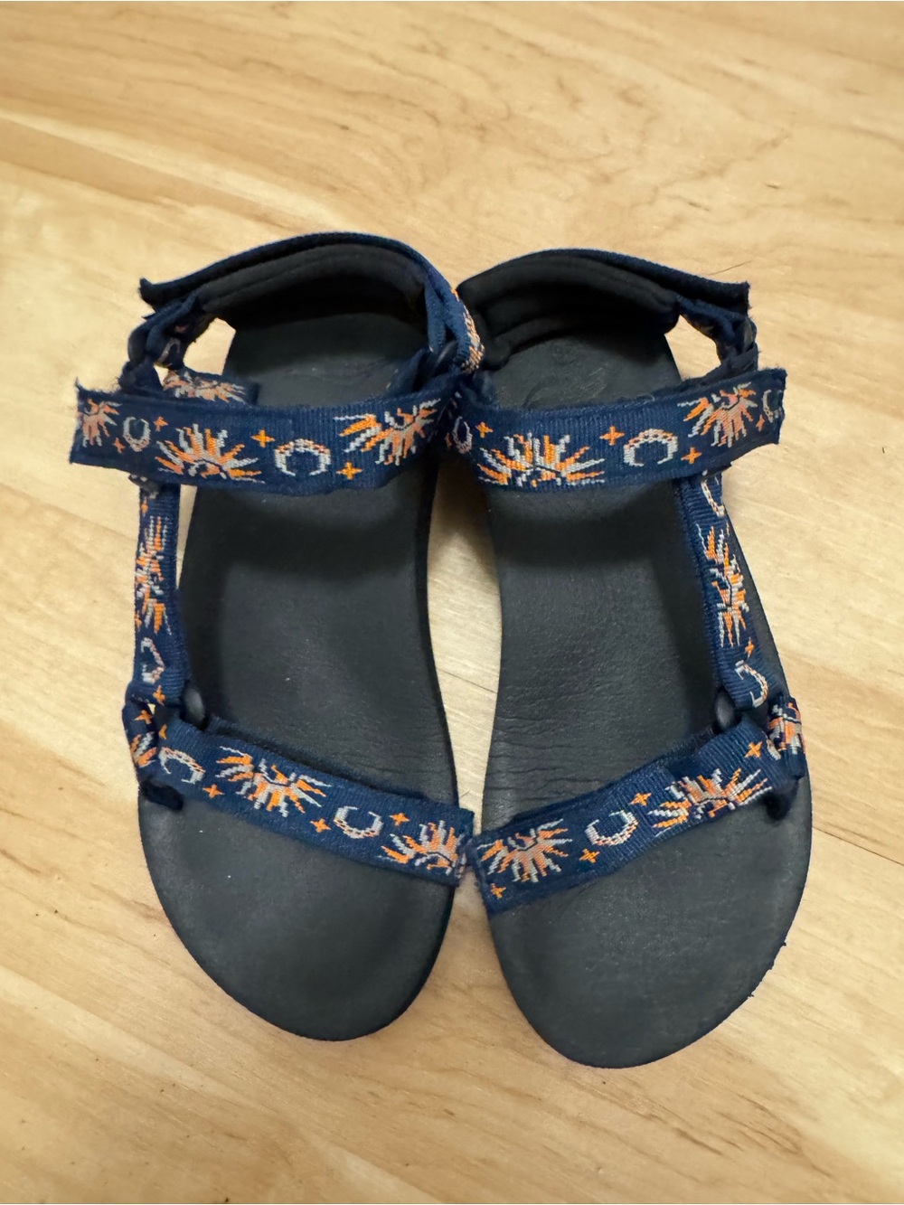 Moon and Sun Celestial Velcro Hiking Navy Outdoor Sandals Size 7.5